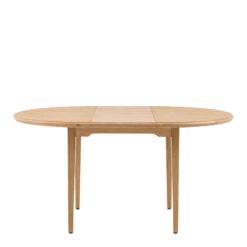 Rustic Country Farmhouse Light Oak Wood Round 6 Seater Extending Dining Table 110cm - 155cm