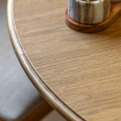 Rustic Country Farmhouse Light Oak Wood Round 6 Seater Extending Dining Table 110cm - 155cm