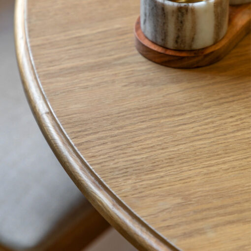 Rustic Country Farmhouse Light Oak Wood Round 6 Seater Extending Dining Table 110cm - 155cm