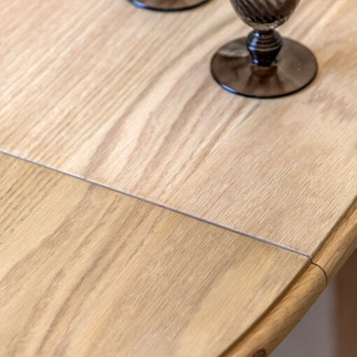 Rustic Country Farmhouse Light Oak Wood Round 6 Seater Extending Dining Table 110cm - 155cm