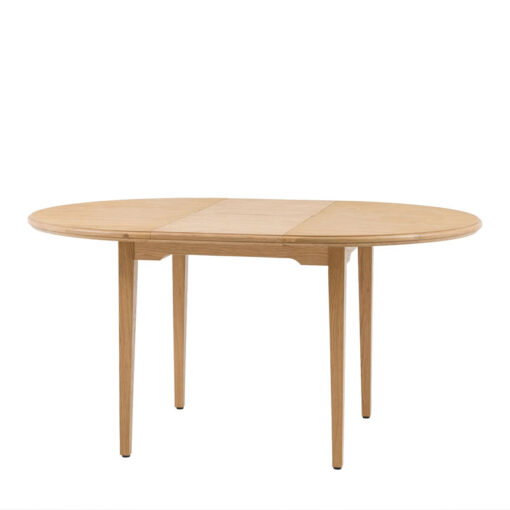 Rustic Country Farmhouse Light Oak Wood Round 6 Seater Extending Dining Table 110cm - 155cm