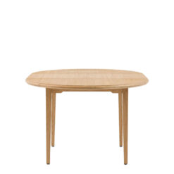 Rustic Country Farmhouse Light Oak Wood Round 6 Seater Extending Dining Table 110cm - 155cm