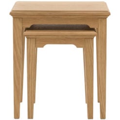 Rustic Country Farmhouse Light Oak Wood Set Of 2 Nesting Side Tables