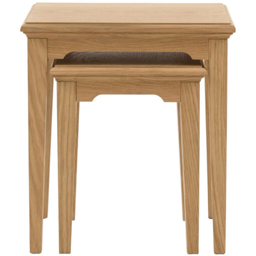 Rustic Country Farmhouse Light Oak Wood Set Of 2 Nesting Side Tables