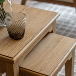 Rustic Country Farmhouse Light Oak Wood Set Of 2 Nesting Side Tables