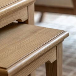 Rustic Country Farmhouse Light Oak Wood Set Of 2 Nesting Side Tables