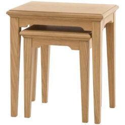 Rustic Country Farmhouse Light Oak Wood Set Of 2 Nesting Side Tables