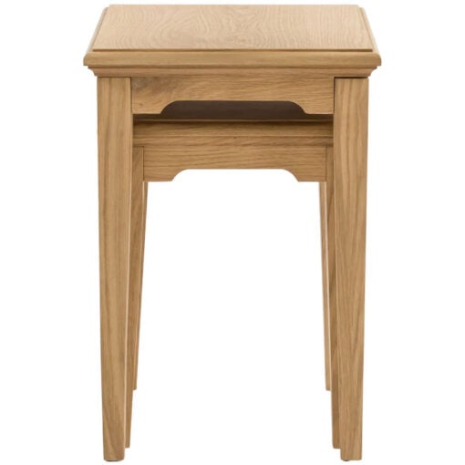 Rustic Country Farmhouse Light Oak Wood Set Of 2 Nesting Side Tables