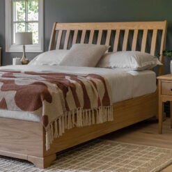 Rustic Country Farmhouse Light Oak Wood Slatted Headboard Double Bed Frame Rustic Country Farmhouse Light Oak Wood Slatted Headboard Double Bed Frame