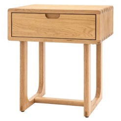 Rustic Scandi Japandi Light Oak Wood 1 Drawer Bedside Cabinet Side Table