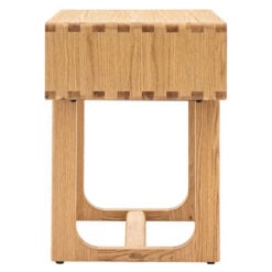 Rustic Scandi Japandi Light Oak Wood 1 Drawer Bedside Cabinet Side Table