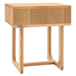 Rustic Scandi Japandi Light Oak Wood 1 Drawer Bedside Cabinet Side Table