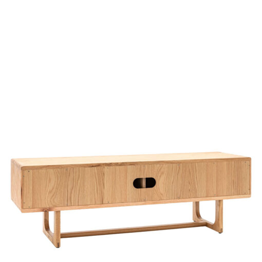 Rustic Scandi Japandi Light Oak Wood 2 Sliding Doors TV Stand 140cm