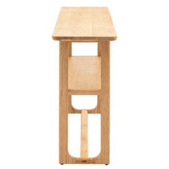 Rustic Scandi Japandi Light Oak Wood 2 Tier Slim Console Table 140cm
