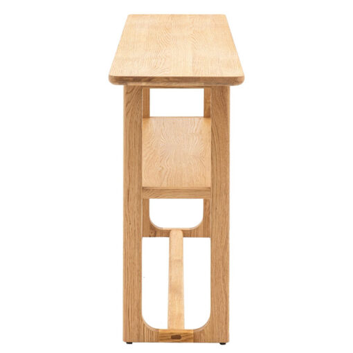 Rustic Scandi Japandi Light Oak Wood 2 Tier Slim Console Table 140cm