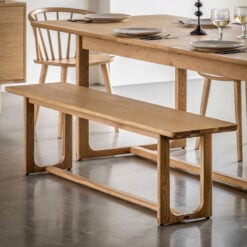 Rustic Scandi Japandi Light Oak Wood 3 Seater Backless Dining Bench 165cm