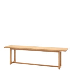 Rustic Scandi Japandi Light Oak Wood 3 Seater Backless Dining Bench 165cm