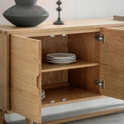 Rustic Scandi Japandi Light Oak Wood 4 Door Large Sideboard 170cm