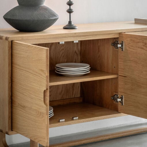 Rustic Scandi Japandi Light Oak Wood 4 Door Large Sideboard 170cm