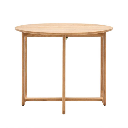 Rustic Scandi Japandi Light Oak Wood 4 Seater Round Folding Dining Table 100cm