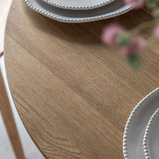 Rustic Scandi Japandi Light Oak Wood 4 Seater Round Folding Dining Table 100cm