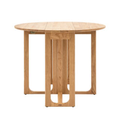 Rustic Scandi Japandi Light Oak Wood 4 Seater Round Folding Dining Table 100cm