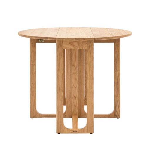 Rustic Scandi Japandi Light Oak Wood 4 Seater Round Folding Dining Table 100cm