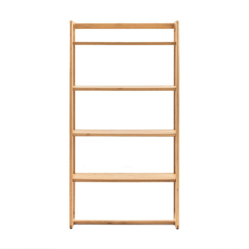 Rustic Scandi Japandi Light Oak Wood 4 Tier Open Display Shelving Unit Bookcase 170cm