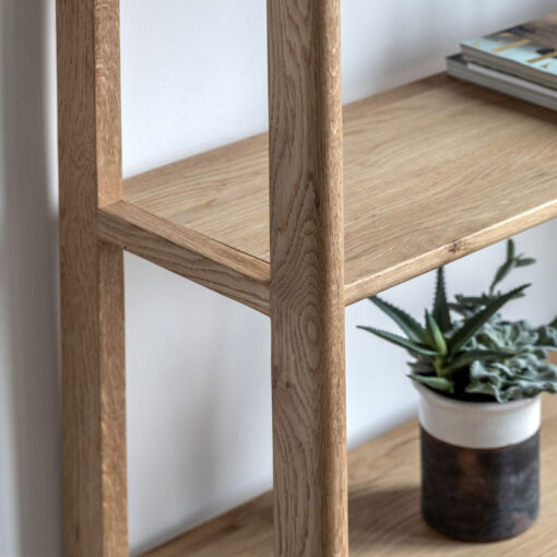Rustic Scandi Japandi Light Oak Wood 4 Tier Open Display Shelving Unit Bookcase 170cm