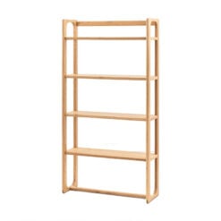 Rustic Scandi Japandi Light Oak Wood 4 Tier Open Display Shelving Unit Bookcase 170cm