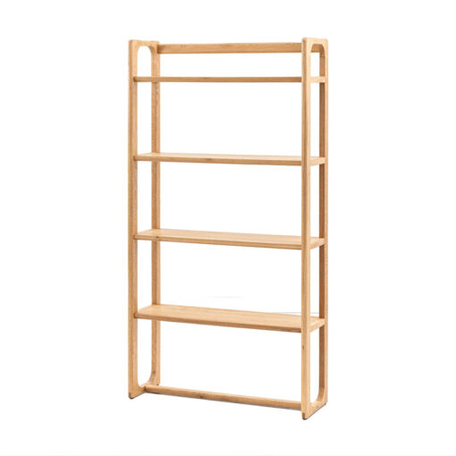 Rustic Scandi Japandi Light Oak Wood 4 Tier Open Display Shelving Unit Bookcase 170cm