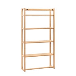 Rustic Scandi Japandi Light Oak Wood 4 Tier Open Display Shelving Unit Bookcase 170cm