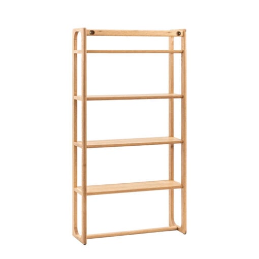 Rustic Scandi Japandi Light Oak Wood 4 Tier Open Display Shelving Unit Bookcase 170cm