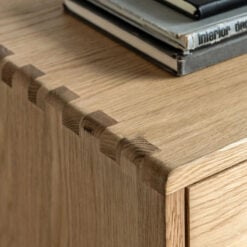 Rustic Scandi Japandi Light Oak Wood 5 Drawer Chest Of Drawers