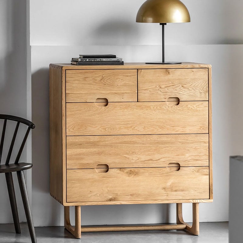 Rustic Scandi Japandi Light Oak Wood 5 Drawer Chest Of Drawers Rustic Scandi Japandi Light Oak Wood 5 Drawer Chest Of Drawers