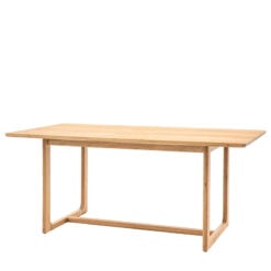 Rustic Scandi Japandi Light Oak Wood 6-8 Seater Dining Table 180cm