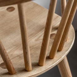 Rustic Scandi Japandi Light Oak Wood Spindle Back Bar Stool