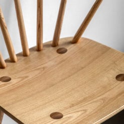 Rustic Scandi Japandi Light Oak Wood Spindle Back Bar Stool