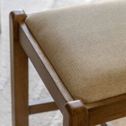 Set Of 2 Rustic Country Dark Oak Wood Dining Chairs With Upholstered Seats