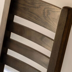 Set Of 2 Rustic Country Dark Oak Wood Dining Chairs With Upholstered Seats