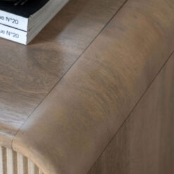 Boho Rustic Solid Light Mango Wood And Brass 3 Drawer Chest Of Drawers With Curved Top 90cm