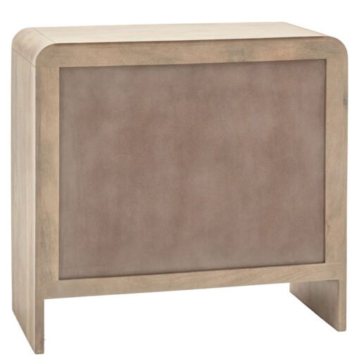 Boho Rustic Solid Light Mango Wood And Brass 3 Drawer Chest Of Drawers With Curved Top 90cm