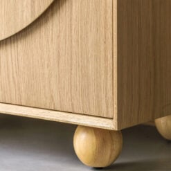 Rustic Boho Retro Geometric Light Oak Wood 2 Door Cabinet Small Sideboard 85cm