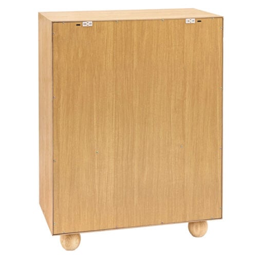 Rustic Boho Retro Geometric Light Oak Wood 2 Door Cabinet Small Sideboard 85cm