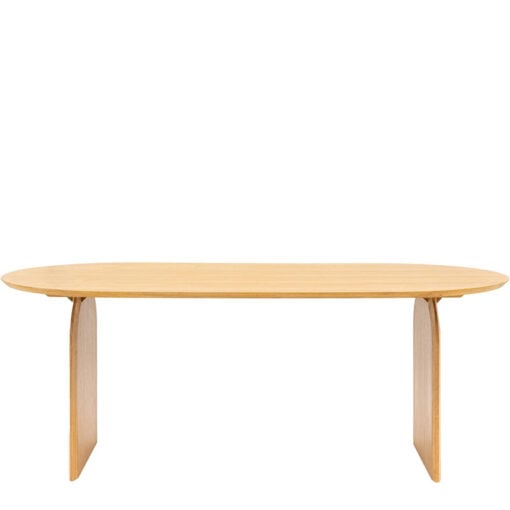 Rustic Boho Retro Geometric Light Oak Wood 8 Seater Oval Dining Table 200cm