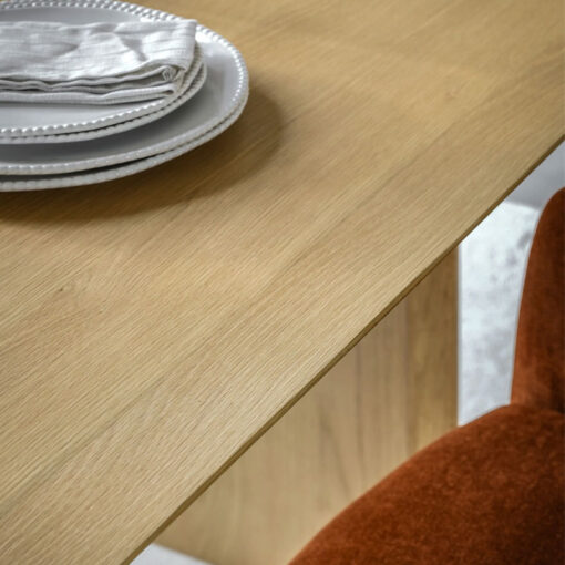 Rustic Boho Retro Geometric Light Oak Wood 8 Seater Oval Dining Table 200cm