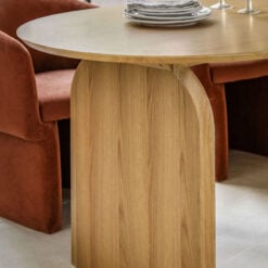 Rustic Boho Retro Geometric Light Oak Wood 8 Seater Oval Dining Table 200cm