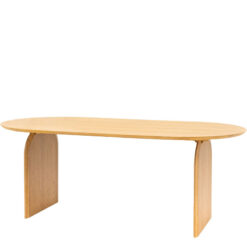 Rustic Boho Retro Geometric Light Oak Wood 8 Seater Oval Dining Table 200cm