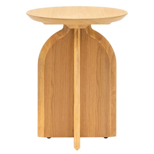 Rustic Boho Retro Geometric Light Oak Wood Round Side Table End Table