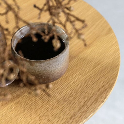 Rustic Boho Retro Geometric Light Oak Wood Round Side Table End Table